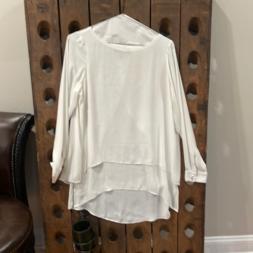 Cream flowy blouse, can put with dress pants or jeans